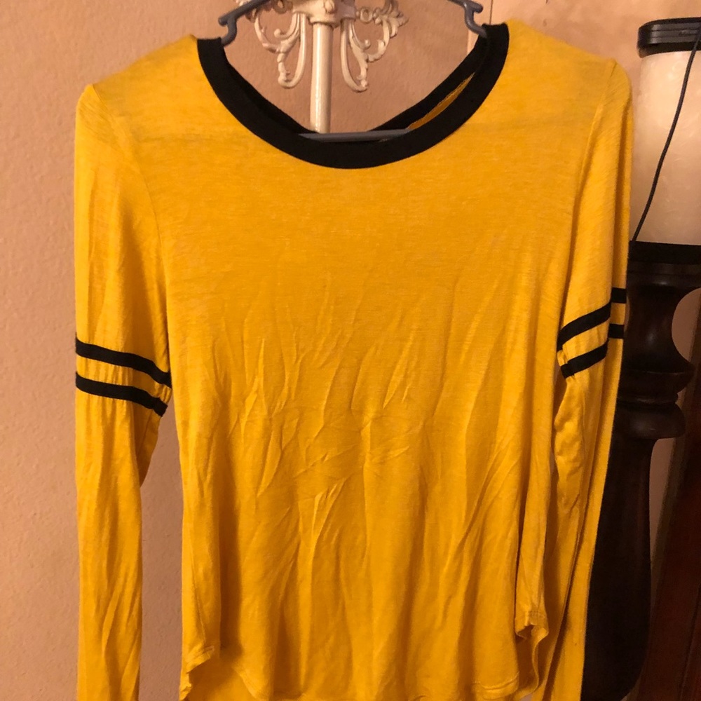 Yellow and black long sleeve top